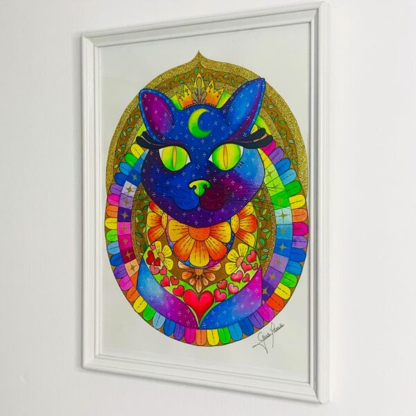 Acuarela Formato A3 - Obra: Gata Astral - Imagen 3
