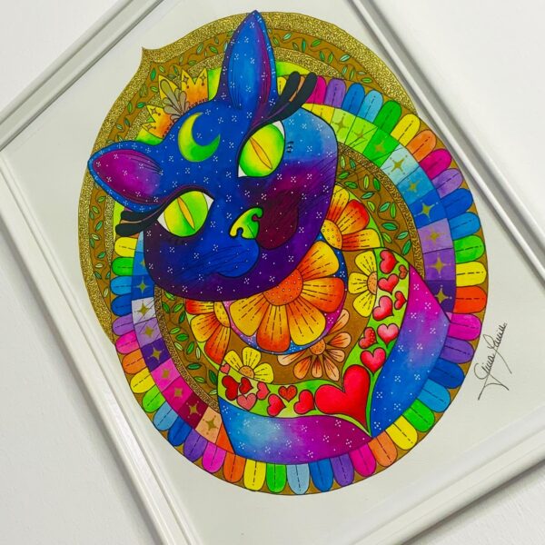 Acuarela Formato A3 - Obra: Gata Astral - Imagen 4