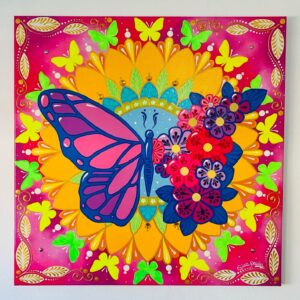 Lienzo 60x60 - Obra: Mandala Mariposas